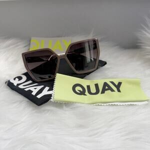 New Women’s Quay Australia Hotel Lobby Oversized Square Sunglasses Doe Brown